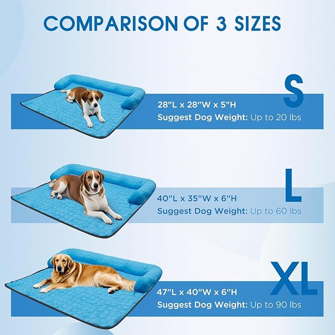 Cooling Dog Bed, Cooling Mat for Dogs & Cats | Machine Washable Couch Bed, Waterproof & Non-Slip Blanket Cover | Pad for Pets Indoor Outdoor(No Gel), Small-28 x 28 inch
