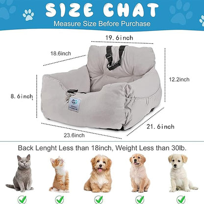 Aidou Dog Car Seat Booster for Small to Large Dogs & Cats, Safety Seat with Storage & Dual-use for Car & Home (Medium Pink)