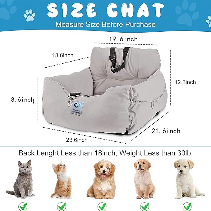 Aidou Dog Booster Seat for Small to Large Dogs & Cats, Travel Car Seat with Storage & Home Use (Midium Blue)