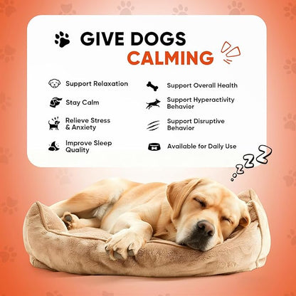 Calming Chews for Dogs-Dog Calming Chews Anxiety Relief Bites with Melatonin HMP for Dog Relaxing Aid-Car Anxiety Fireworks and Thunder Stress Relief Treats Supplements for Puppies All Dogs