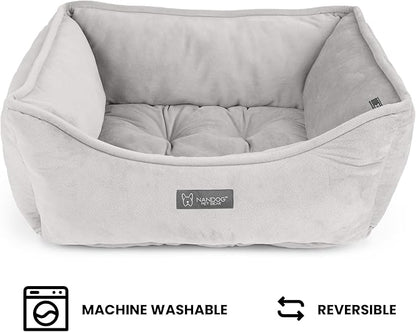 NANDOG Reversible Dog Bed from The Signature Collection– Luxury Cloud-Soft Pet Bed for Small to Medium Dogs & Cats, Premium Pet Gear, Reversible Design, Plush Comfort, Modern Style - Light Grey