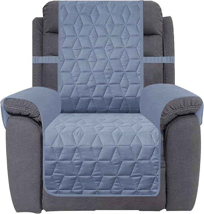 Ameritex Waterproof Nonslip Recliner Cover Christmas Decor Stay in Place, Dog Couch Recliner Cover Furniture Protector for Pets and Kids (Stone Blue, 23'')
