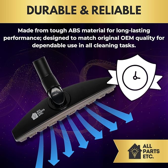 1.25" Hardwood Floor Vacuum Brush Attachment with Natural Horsehair Bristles - Includes 1-3/8" & 1.5" Adapters - Compatible with Shark, Miele, Hoover, Shop Vac, Eureka, Oreck