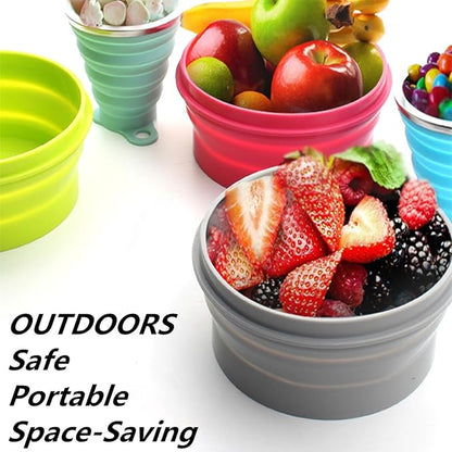 IYYI ME.FAM Silicone Collapsible Bowl with Lid - 800ML Folding Travel Bowl for Camping, Hiking - Heat Resistant