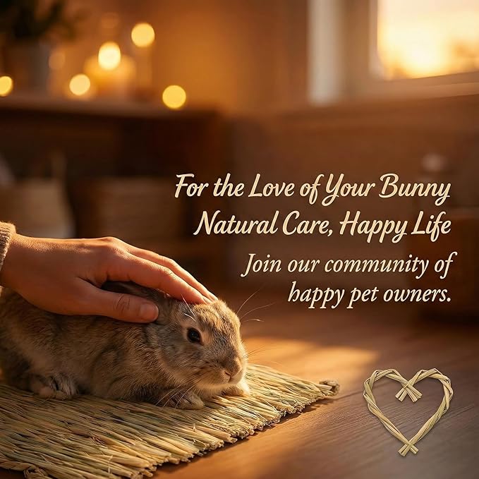 Sukh 2 PCS Rabbit Grass Mats - Natural Hay Woven Bunny Rabbit Bad Cage Mats Pet Bedding Cooling Sleeping Nesting & Toys for Hamster Bunny Chinchilla Guinea Pig Mouse Bird and Other Small Animal
