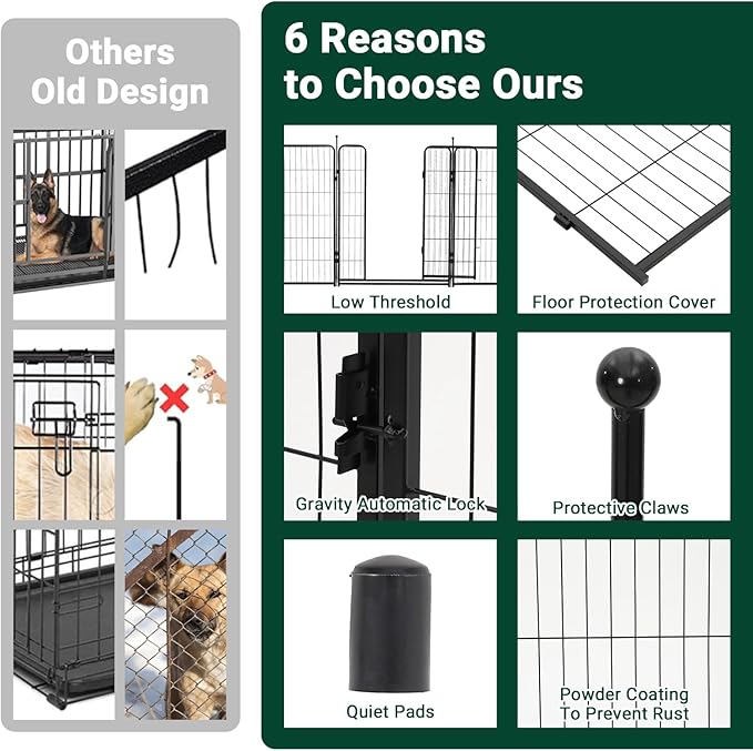GarveeLife Dog Playpen,40 inch(H) 21 Ft(L) 8 Panels Dog Fence Indoor/Outdoor,Heavy Duty Metal Pet Puppy Exercise Pen, Wide Door Low Threshold,Portable Pet Playpen for Rv Camping Garden Yard