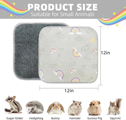 Homimp 4 Pack Guinea Pig Cage Liners,Washable Small Animal Bedding,Waterproof Reusable & Anti Slip Guinea Pig Pee Pad Fast and Super Absorbent Mat for Small Animal Rabbit Bunny Hamster,Grey 12"x12"