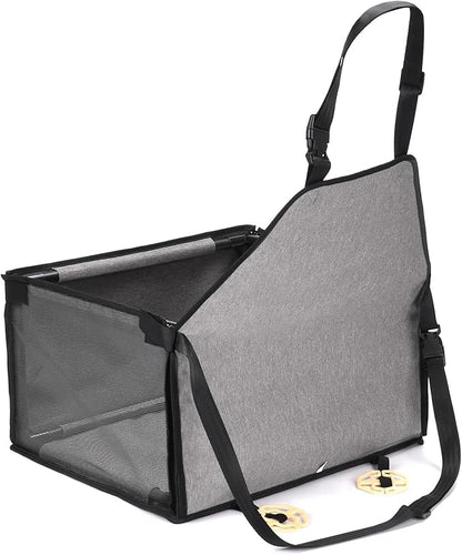 GENORTH Small Dog Car Seat - Portable Puppy/Pet Booster Seat with Clip-On Leash and Mesh Window for Small Pets Up to 11 lbs