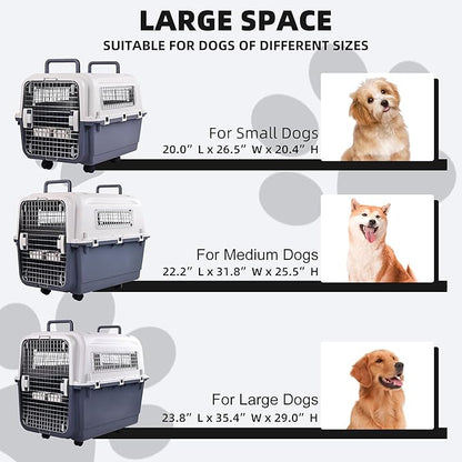 Elevon Plastic Kennels, Plastic Dog Crate, Airline Approved Pet Carrier for Dogs and Cats Longer Traveling, M