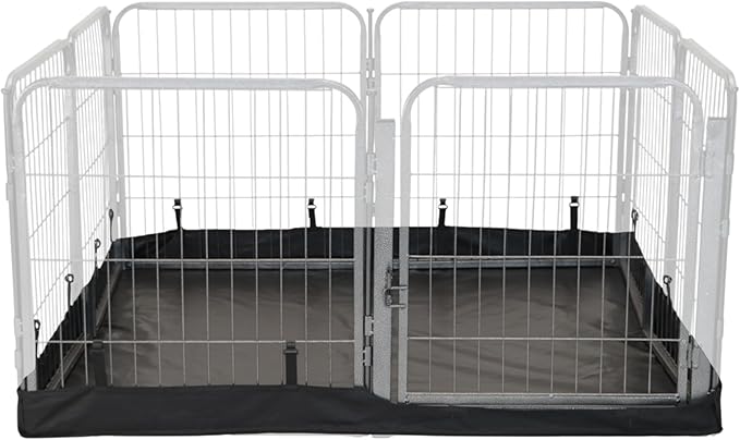 Dog Playpen w/Square Bottom Floor Cover - 32 inch, 8 Panel Portable Black Metal Pet Play Pen for Small & Medium Dogs - Indoor/Outdoor Kennel Cage for Home, Yard, RV, or Camping