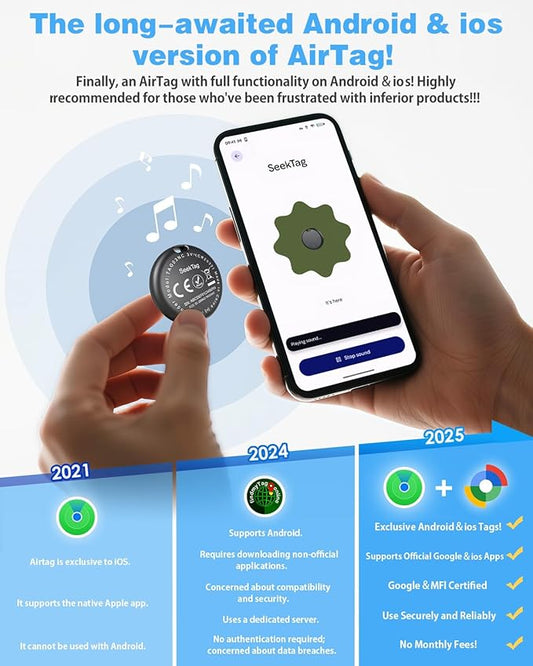 GPS Android Air Tracker Tags Device for Car and Vehicles,2 Year Battery Life & 2pcs Hidden Magnetic case,Trackers for Tracking Vehicle,2pcs GPS Tracker,No Monthly Fee for Android and iPhone