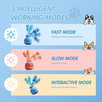 Moving Interactive Dog Toy - Automatic Rolling Wobble Ball for Indoor Play, Keeps Aggressive Chewers Busy, Interactive Fetch Toy for Small & Large Dogs, Puppies, and Adult Cats (Orange)