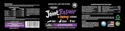 Joint Repair Dog Joint Supplement with Glucosamine for Dogs, Chondroitin, Omega 3, MSM, Hemp & Turmeric. Supports Hip & Joint Health, Mobility & New Cartilage. 120 Chicken Flavor Chews, Made in USA