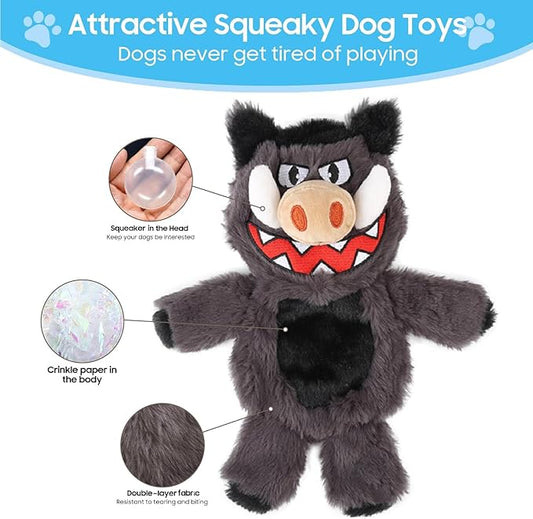 Bzonsmart 6 Pack Squeaky Dog Toys.Tough Plush Chew Toys for Dogs.Interactive Dog Toys to Keep Puppies Medium Large Breed Dogs Busy .Durable Anti-Boredom Dog Toys for Teething & Playtime.