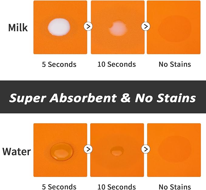 HotLive Dog Food Mat - Absorbent Cat Mat for Food and Water, No Stains Pet Feeding Bowl Mat, Easy to Clean Pet Placemats, Quick Dry Dog Water Dispenser Mat for Messy Drinkers | Paw Orange 12"x 19"