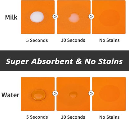 HotLive Dog Food Mat - Absorbent Cat Mat for Food and Water, No Stains Pet Feeding Bowl Mat, Easy to Clean Pet Placemats, Quick Dry Dog Water Dispenser Mat for Messy Drinkers | Orange 16"x 24"