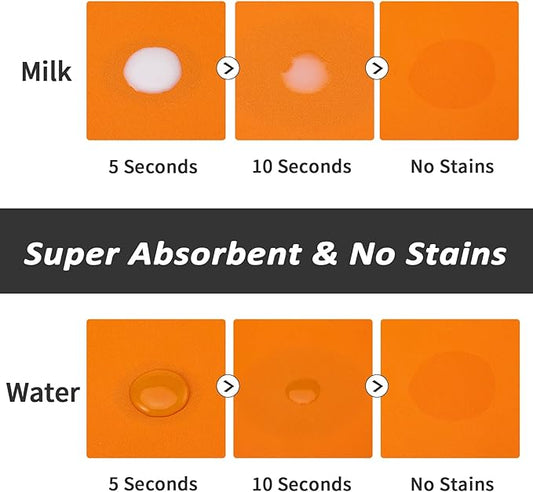 HotLive Dog Food Mat - Absorbent Cat Mat for Food and Water, No Stains Pet Feeding Bowl Mat, Easy to Clean Pet Placemats, Quick Dry Dog Water Dispenser Mat for Messy Drinkers | Paw Orange 16"x 24"