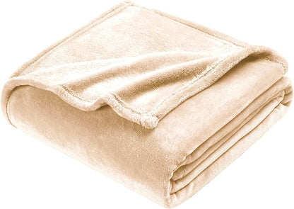 DREAMNINE Extra Large Fleece Blanket, Soft Comfy Fluffy Bed Blankets Queen Size 90" x 90", Luxury Decorative Fuzzy Blanket for Bedroom,Big Cozy Shaggy Warm Flannel Blankets for Winter Autumn Pet,Beige