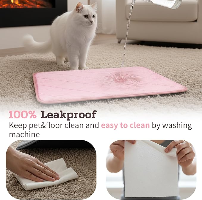 NWK Fluffy Self Warming Cat Mat, Cat Blanket, Thermal Dog Mat, Washable, Non-Slip Bottom for Sofa & Crate & Kennel & Car Seat (Blush Pink, X-Large (45'' X 28'' X 0.4''))