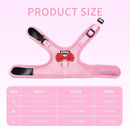 AIITLE Bunny Harness and Leash Set with Cute Bow, Soft Breathable Mesh Vest Harness for Rabbits Kitten Ferret Small Pig Puppy Walking Supplies Pink M