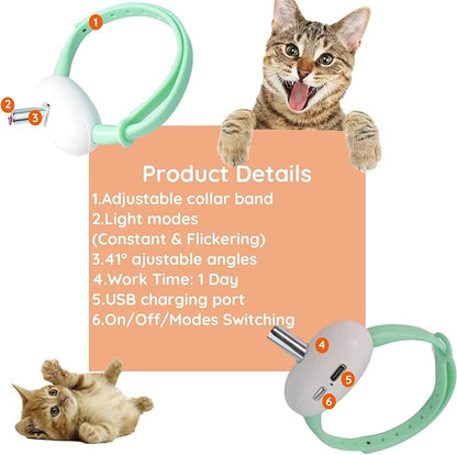 Laser Pointer Collar for Cats - Wearable Automatic Cat Laser Light Toy, Electric Smart Amusing USB Rechargeable Interactive Kitten Collar