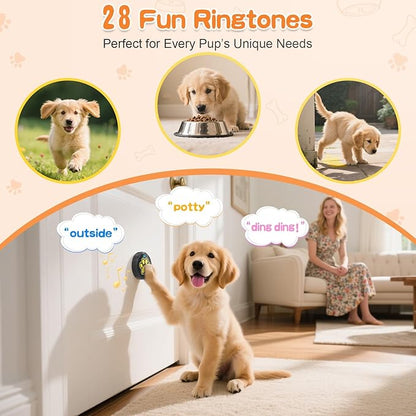 ChunHee Dog Bells to Go Outside - Bell for Dogs to Ring to Go Potty | Durable Chew-Resistant Design | 5 Adjustable Volume & 28 Custom Ringtones | Dog Bells to Go Outside Without Barking