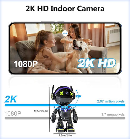 Gyliziex Cameras for Home Security Indoor Robot, 2K 2.4&5Ghz Indoor Camera WiFi Wireless Pet/Nanny/Dog Camera Phone App, Human Detection Color Night Vision, 2 Way Talk