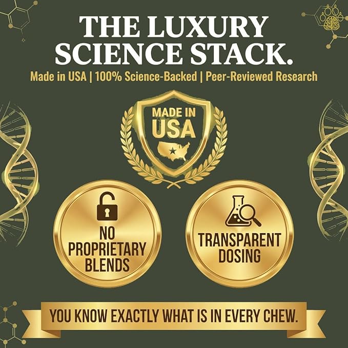 Dog Longevity Supplement - NMN, NAD+, CoQ10 All Breeds & Ages-Active & Senior Dog Vitamins - 14 Ingredients for Brain Health, Energy & Cellular Vitality - Made in USA - 90 Chews