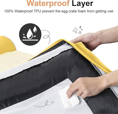 Large Dog Bed Orthopedic Washable: Jumbo Dog Bed Bolster Extra Large Dogs Egg Crate Foam Sofa Couch Waterproof Removable Cover - Ginger