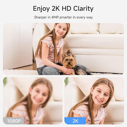 Noorio Security Camera Indoor, 4MP UHD Pet/Dog Camera 360-Degree for Home Security, One-Touch Call, Auto Motion Tracking, Night Vision, 2.4G Only