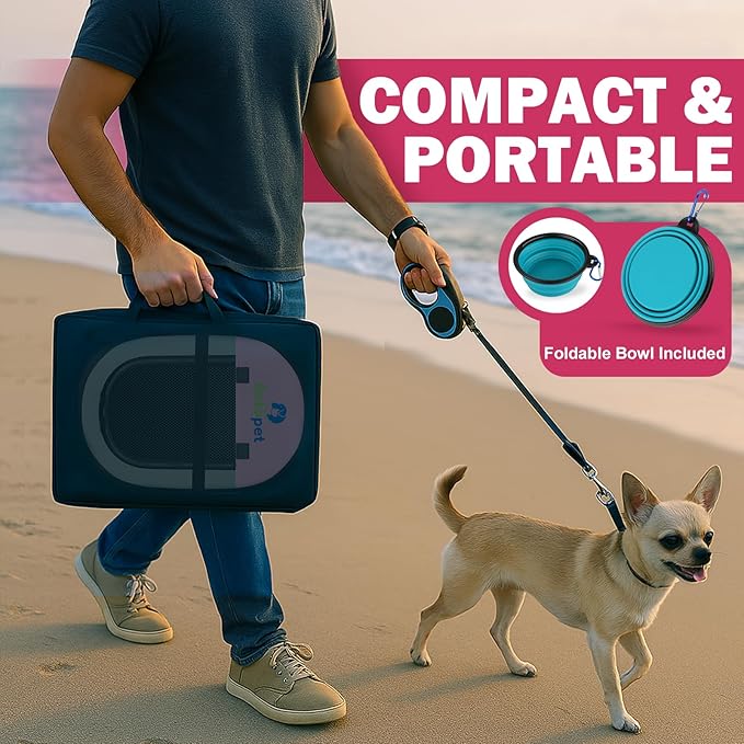 Playpen for Small Dogs Cats Crate: Puppy Play Pen Indoor Outdoor Foldable Potable Exercise Cage Pop up Kennel for Guinea Pig Rabbits Hamster Travel with Carrying Case & Food Bowl (Pink, S, 1)
