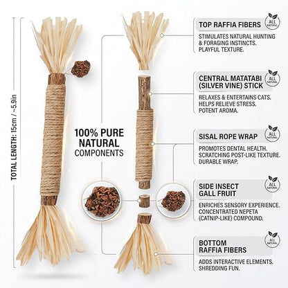 Cat Toys, 3PCS Catnip Toy for Indoor Kitten Toys Cat Chew Stick for Dental Cleaning Teeth Cat Silvervine Matatabi Rope Treat Kitty Feather Snack for for Kick Molar Scratch Self Play