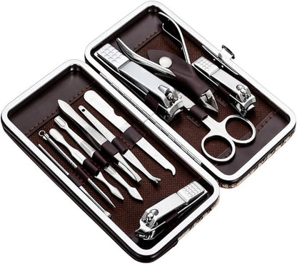 Tseoa Manicure, Pedicure Kit, Nail Clippers, Professional Grooming Kit, Nail Tools with Luxurious Travel Case, Set of 12 … (nail clippers 12pcs)