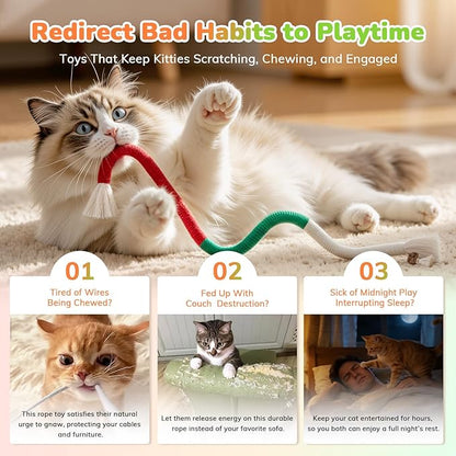 6Pcs Cat Chew Ropes, 23.6inch, Cat Toys for Indoor Cats with Natural Gall Fruit, Interactive Cat Rope Toys for Teeth Cleaning, Boredom Relief, Interactive Kitten Nip Toys and All Breeds