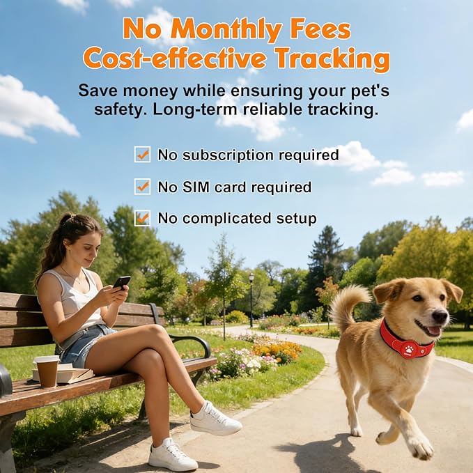 GPS Tracker for Dogs, 2 in 1 Pet Tracking Smart Collar (Only iOS), No Monthly Fee GPS Tracker Dog Collar, Real-time Location Comfortable PU Tracker Tag for Small, Medium Large Dogs(Locator Included)