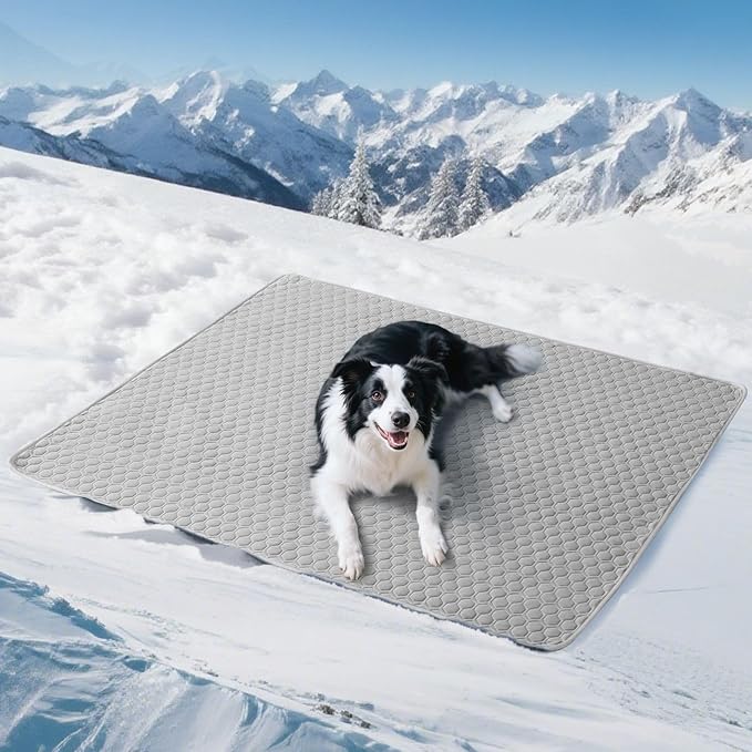 Soulbond Cooling Mat for X-Large Dogs - 50"x60" Washable Cooling Pad for Puppy, QMAX>0.3, Anti-Slip Bottom, Portable Summer Pet Cool Kennel Bed Pad for Outdoor/Indoor/Cars/Travel Use, Dark Gray