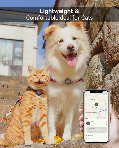 Dog Tracker 2 Pack, Pet Tracker for Dogs, Bluetooth Dog Tracking Tag Works with Apple Find My & Android Find Hub, IP67 Waterproof Anti-Lost Locator (Black)
