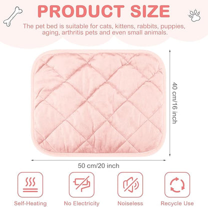 4 Pack Self Heating Cat Pad Self Warming Dog Mat Reflects Body Heat Extra Warm Thermal Pet Pad Washable Dog Cat Bed Crate Bed Mat Blanket (Pink,16 x 20 Inch)