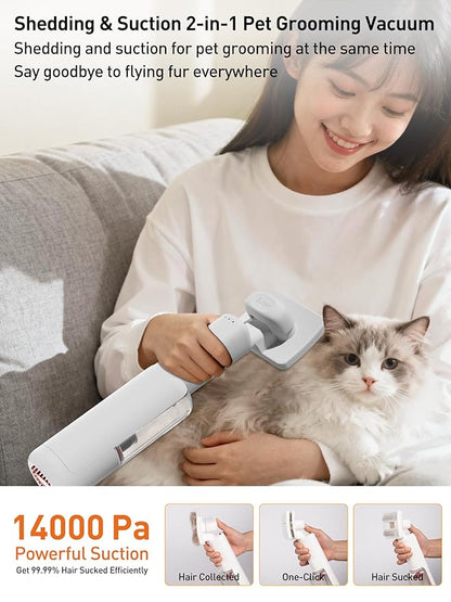 Dog Vacuum for Shedding Grooming, Pet Grooming Vacuum for Dogs, Cat Grooming Supplies, Vacuum Pet Hair Remover Tool with Slicker Deshedding Dog Brush for Shedding Dematting Comb Kit