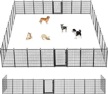 Dog Playpen Outdoor, 40 inch 40 Panels Dog Fence with Extra Wide Gate No-Tripped Pet Playpen Rustproof Dog Pen Indoor Puppy Playpen for Temporary Containment Portable Pet Fence for RV Camping