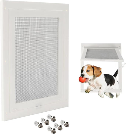 TonGass 7.87" x 9.84" Pet Screen Door Flap Compatible with Doggy Fits Dogs & Cats Under 30 Lbs, Small Dog Doors Flaps, Cat Screen Window Door Flap for Exterior Porch Screen and Window Screen - White