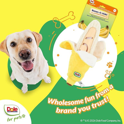 Dole for Pets® Dog Puzzle Toy with Squeaker, Banana Snuffle Dog Treat Toy for Small and Medium Dogs, Dog Enrichment Toys