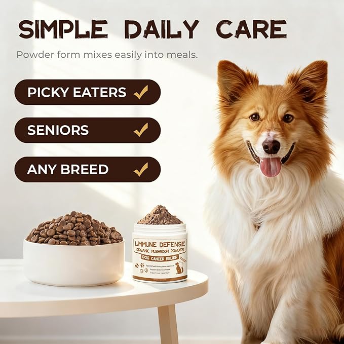 Dog Cancer Supplements, Dog Critical Guard, Defense Immune Support, Mushroom Supplement with Turkey Tail, Reishi, Lion’s Mane & Cordyceps, Immune Support Powder for Wellness & Vitality, Natural Herbal