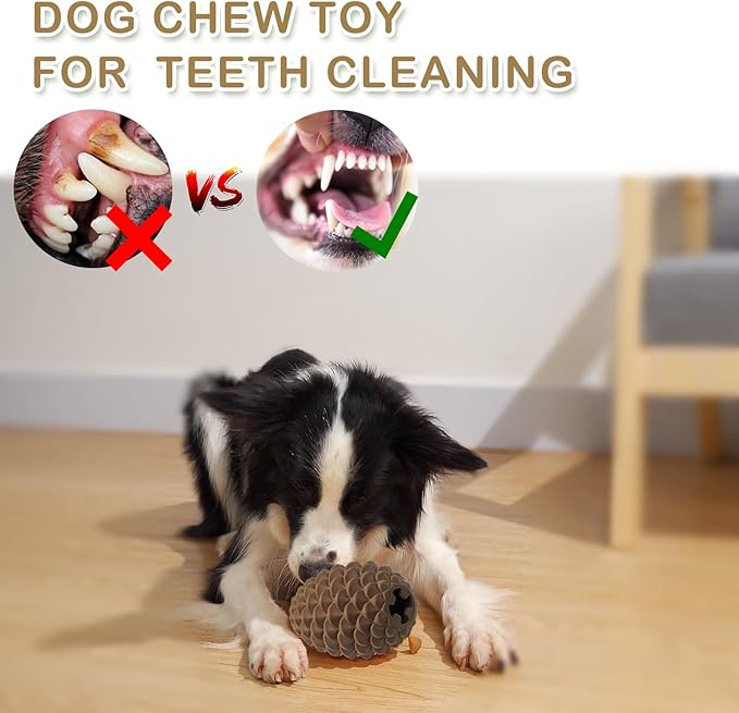 Pine Cone Dog Chew Toys, Dog Puzzle Toys, Interactive Toys to Keep Them Busy, Treat Dispensing Pet Toys for Medium Large Size, Long Lasting Dogs Gifts