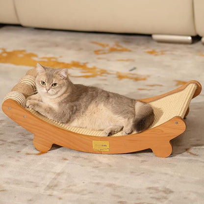 CHEERPALS Sisal Cat Scratcher Bed with Balls Cat Scratching Post for Indoor Cats Hammock, Natural Sisal Cat Scratch Wooden Cat Furniture(Large)
