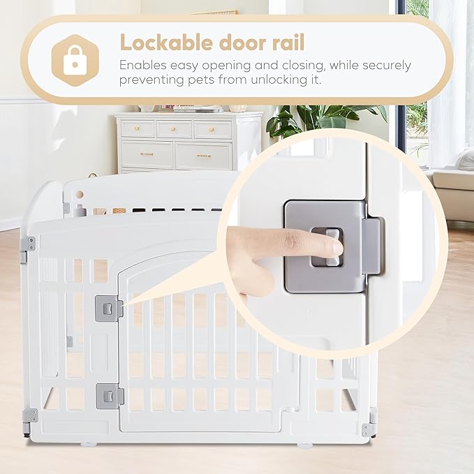 Simple Deluxe 24" 4-Panel Dog Playpen, Durable Pet Playpen with Secure Locking Door for Puppies & Small/Medium Dogs, Portable & Foldable Pet Fence, White