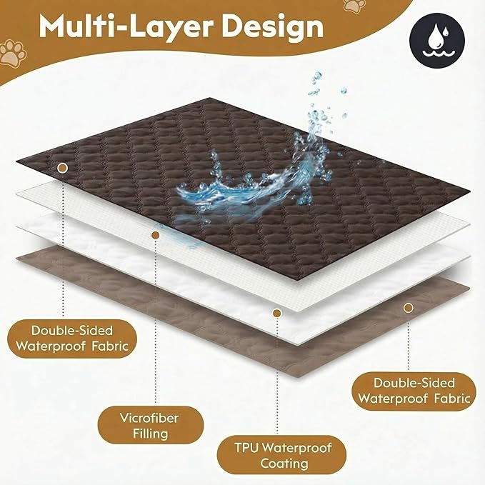 FunFurry Waterproof Dog Blanket, Couch Cover for Dogs Washable, Reversible Dog Bed Cover, Couch Furniture Protector. (Dark＆Light Brown, 30 X 70 Inch - 1 Pack)