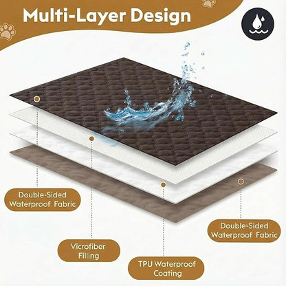 FunFurry Waterproof Dog Blanket, Couch Cover for Dogs Washable, Reversible Dog Bed Cover, Couch Furniture Protector. (Dark＆Light Brown, 68 X 82 Inch - 1 Pack)
