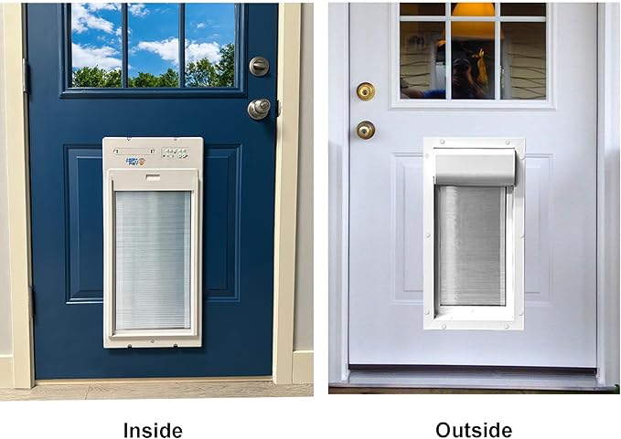 Power Pet Automatic ROLL UP Door by High Tech Pet Brand, Motorized Panel Rolls Up, Pet Collar Operated, Manual & WiFi App Control, Security Lockout Panel, 24/7 Exit & Entry Timers (Large, Door Mount)