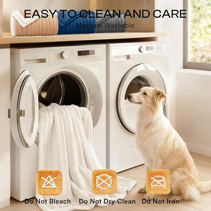 Luciphia Waterproof Dog Blanket for Large Dogs Ultra-Soft Calming Cut Pile Flannel Throw Durable & Warm Furniture Protection for Couch Bed Pet Blanket Machine Washable Soft White,L(65''x57'')